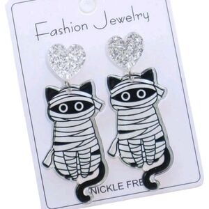 Mummy cat Dangle earrings Halloween